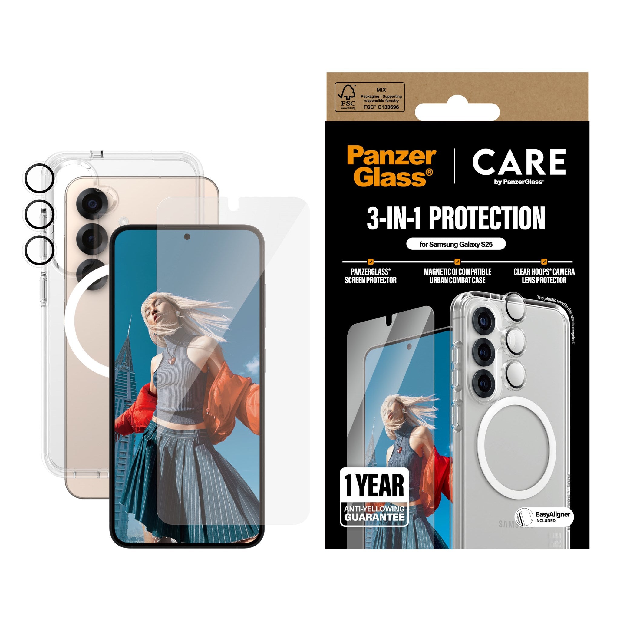 CARE by PanzerGlass® Flagship 3-in-1 Bundle Samsung Galaxy S25